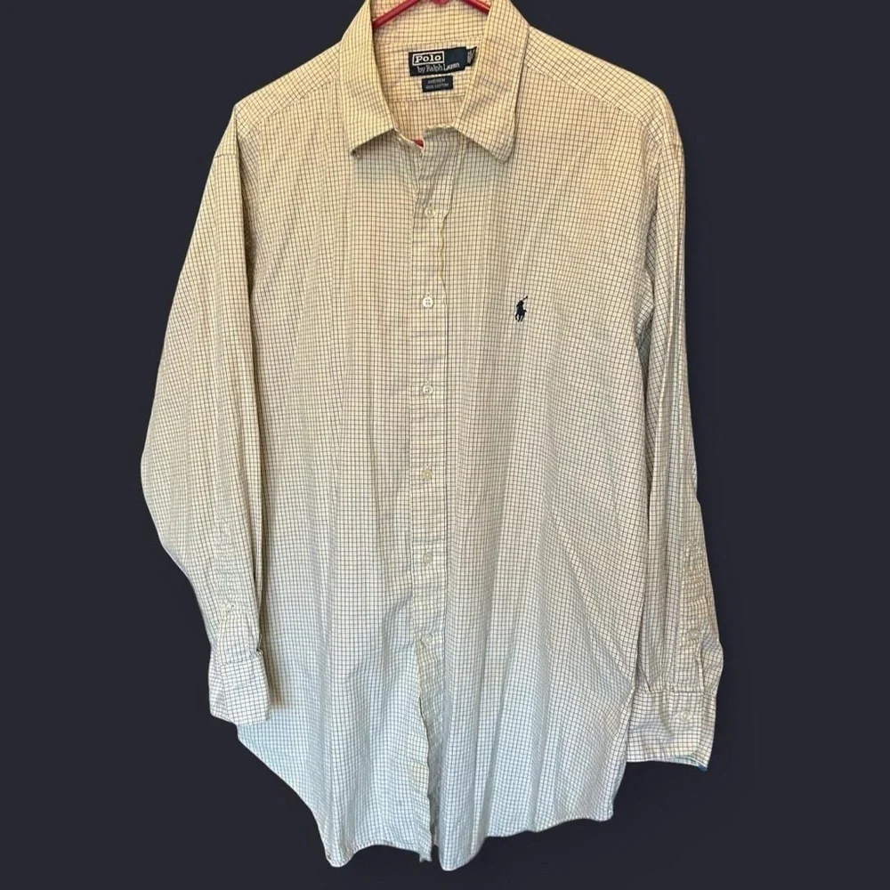 Polo Ralph Lauren Andrew Button-Down Shirt – Yellow & Blue Check – Size 17 32/33